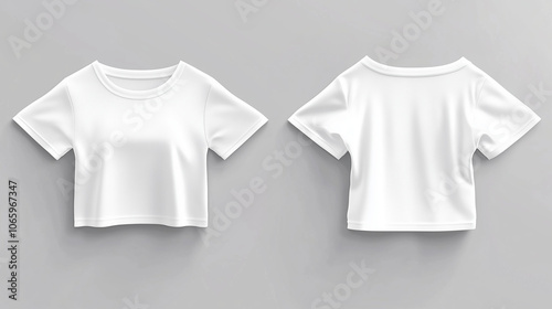 Blank white crop top template front and back photo