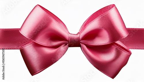 Elegant Pink Ribbon Bow on White Background
