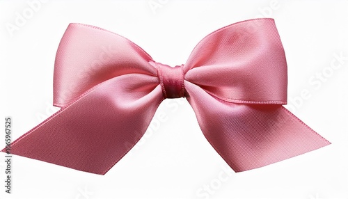 Elegant Pink Ribbon Bow on White Background