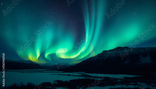 Wallpaper Mural Amazing view of northern lights in night sky isolated with white highlights, png Torontodigital.ca