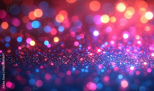 Abstract Blurred Background with Colorful Bokeh Lights and Glitter