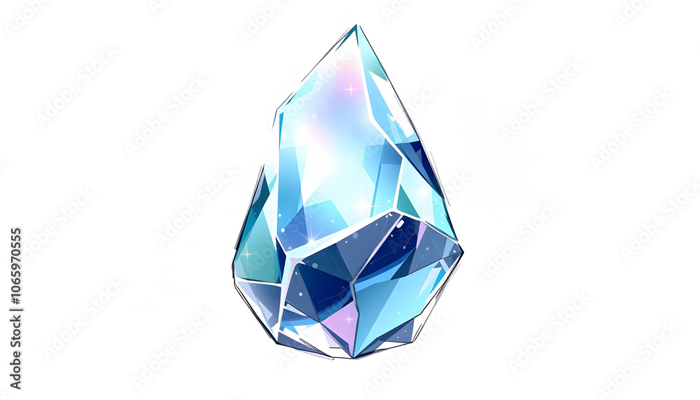 Fototapeta premium magic crystal 3 isolated with white highlights, png