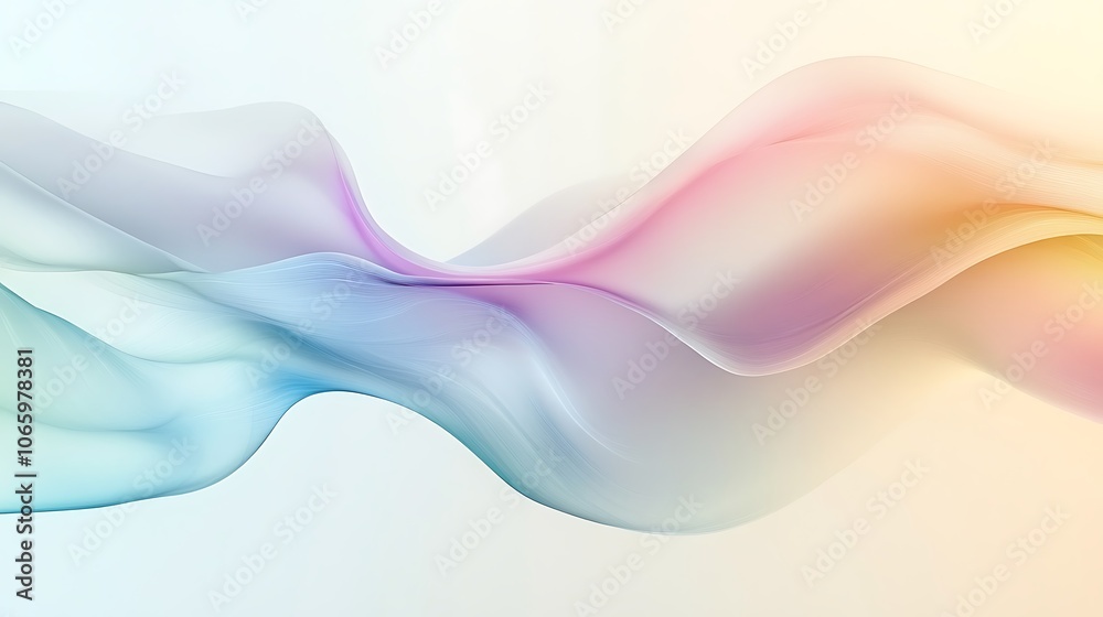 Fototapeta premium Flowing Metallic glass Waves in Neon Blue and Pink on Dark Background - Abstract Design Concept