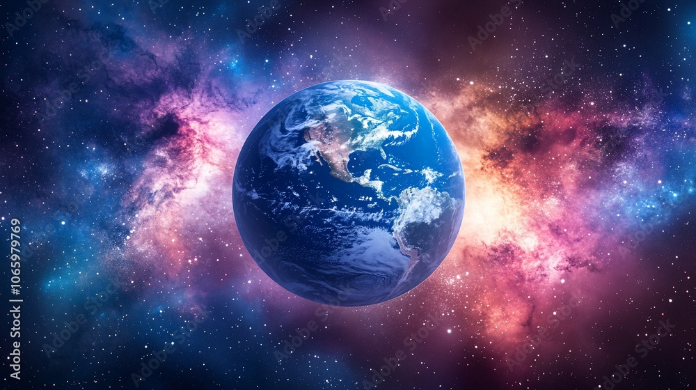 Fototapeta premium A vibrant and detailed image of planet Earth floating in space, 