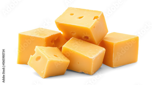 Cubes of Cheese on Transparent Background