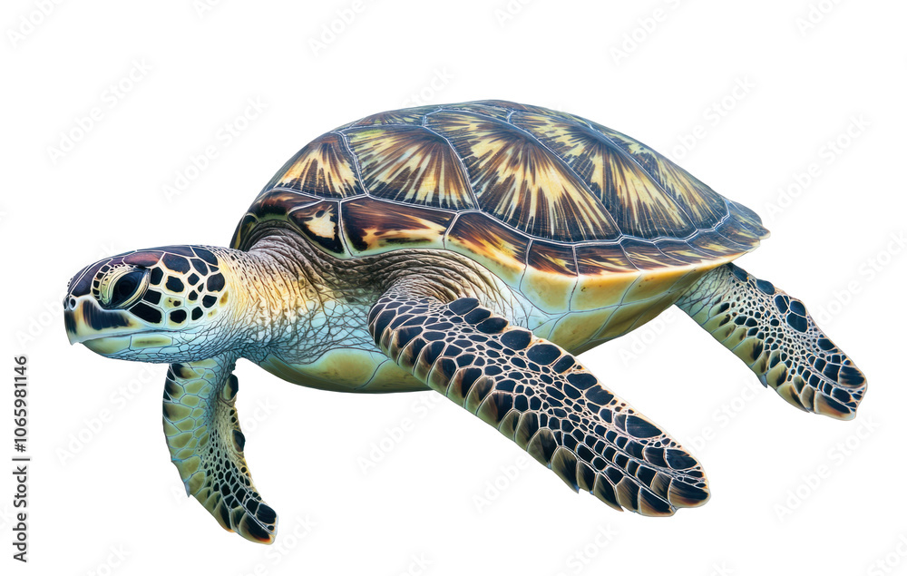 Fototapeta premium Sea Turtle Illustration on Transparent Background