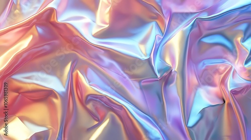 Flowing Metallic glass Waves in Neon Blue and Pink on Dark Background - Abstract Design Concept