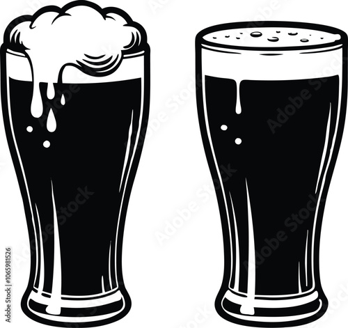 Beer Mug Icons  Vector Illustrations Of Glass With Foamy Beer Alcoholic Drink. Party Concept.