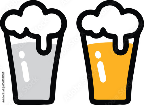 Beer Mug Icons  Vector Illustrations Of Glass With Foamy Beer Alcoholic Drink. Party Concept.