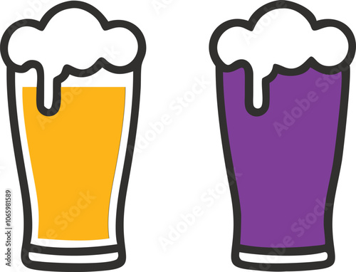 Beer Mug Icons  Vector Illustrations Of Glass With Foamy Beer Alcoholic Drink. Party Concept.