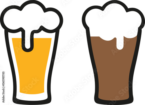 Beer Mug Icons  Vector Illustrations Of Glass With Foamy Beer Alcoholic Drink. Party Concept.