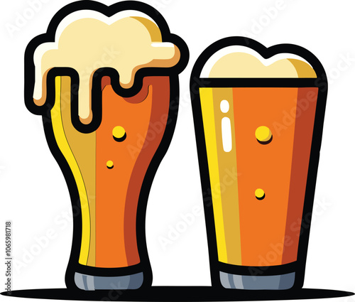 Beer Mug Icons  Vector Illustrations Of Glass With Foamy Beer Alcoholic Drink. Party Concept.