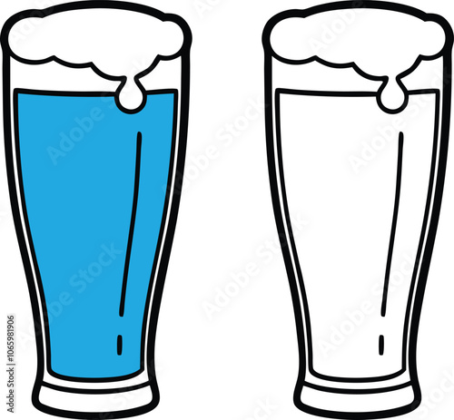 Beer Mug Icons  Vector Illustrations Of Glass With Foamy Beer Alcoholic Drink. Party Concept.