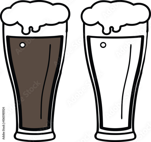Beer Mug Icons  Vector Illustrations Of Glass With Foamy Beer Alcoholic Drink. Party Concept.
