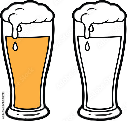 Beer Mug Icons  Vector Illustrations Of Glass With Foamy Beer Alcoholic Drink. Party Concept.