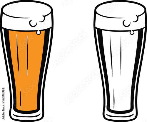 Beer Mug Icons  Vector Illustrations Of Glass With Foamy Beer Alcoholic Drink. Party Concept.