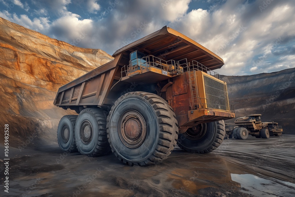 Obraz premium Massive Mining Truck in Open-Pit Mine. Generative ai
