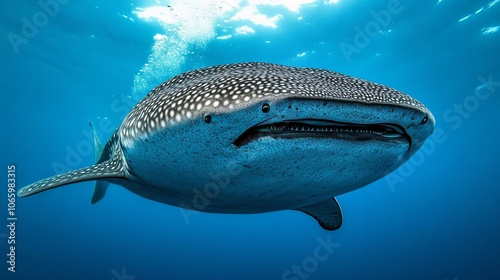 Scuba diving in the Galapagos Islands alongside a massive whale shark, the size of a school bus, gliding gracefully through the clear blue waters.






 photo