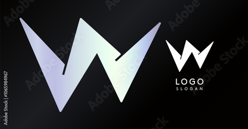 Geometric triangular W letter, funky dynamic logo, modern comic cartoon monogram for gaming, technology, urban art, comic art, streetwear brand, sci-fi cybersport. Vector illustration