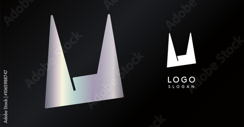 Geometric triangular U letter, funky dynamic logo, modern comic cartoon monogram for gaming, technology, urban art, comic art, streetwear brand, sci-fi cybersport. Vector illustration