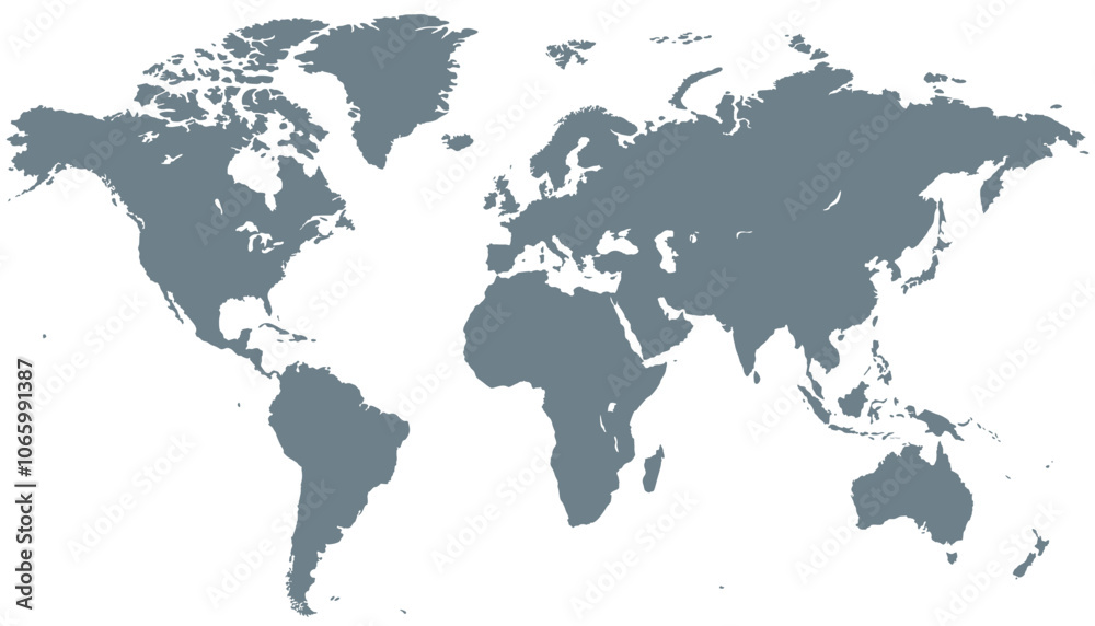 Obraz premium World map. Grey modern vector map. Silhouette map.