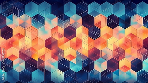 Abstract Hexagonal Gradient with Warm and Cool Tones