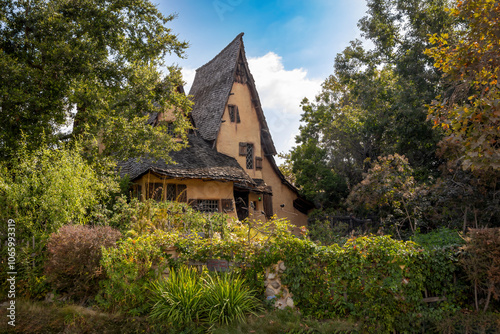 The enchanting Witch House in Los Angeles, a whimsical storybook architecture landmark that evokes fairy tale magic and historical charm.