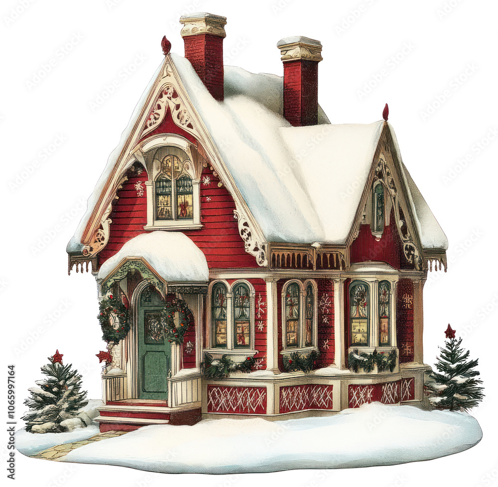 Fototapeta premium PNG Christmas house christmas cottage confectionery.