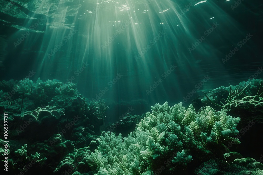 Obraz premium Sea life from the eyes of a diver, with underwater clarity and colors..
