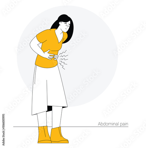 Woman suffers from abdominal pain.