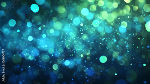 Dreamscape glowing blue and green data flow inter connected ness of digital networks bokeh background. Dreamscape. Illustration