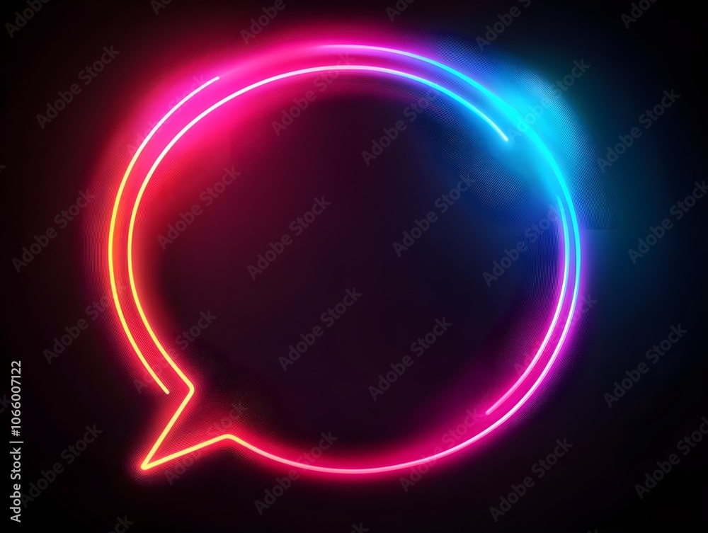 Obraz premium neon speech bubbles on dark background