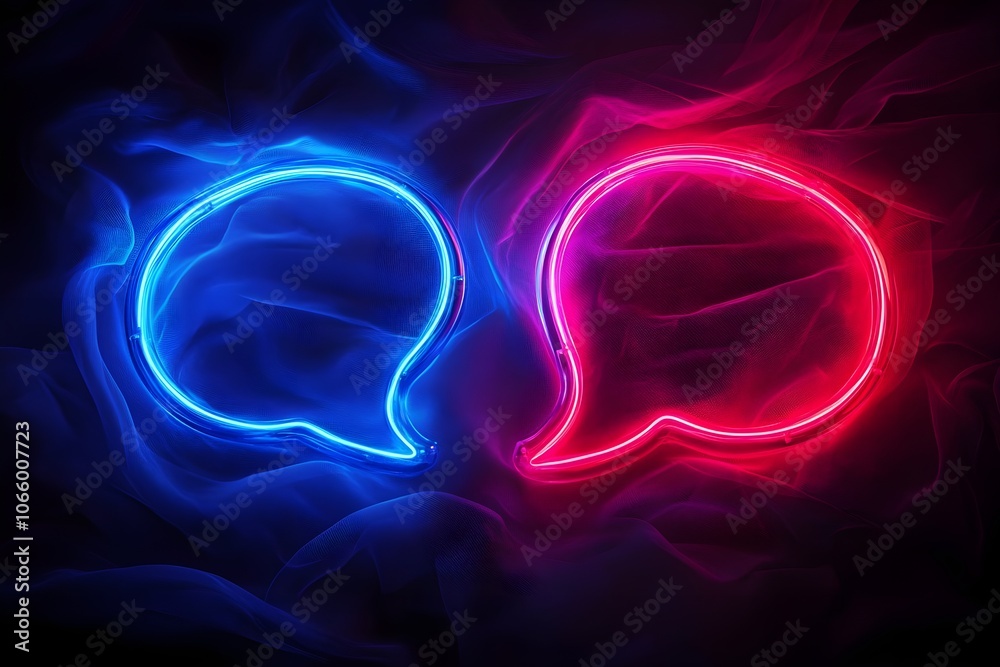 neon speech bubbles on dark background neon speech bubbles on dark background