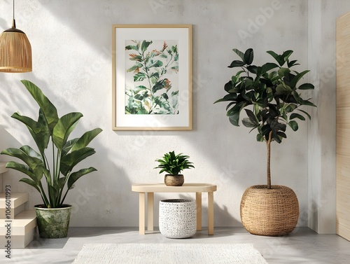 Modern Interior Design with Plants and Wooden Elements photo