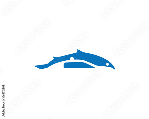 negative space Fish Taxi Logo with Nautical Theme for Transportation Service photo