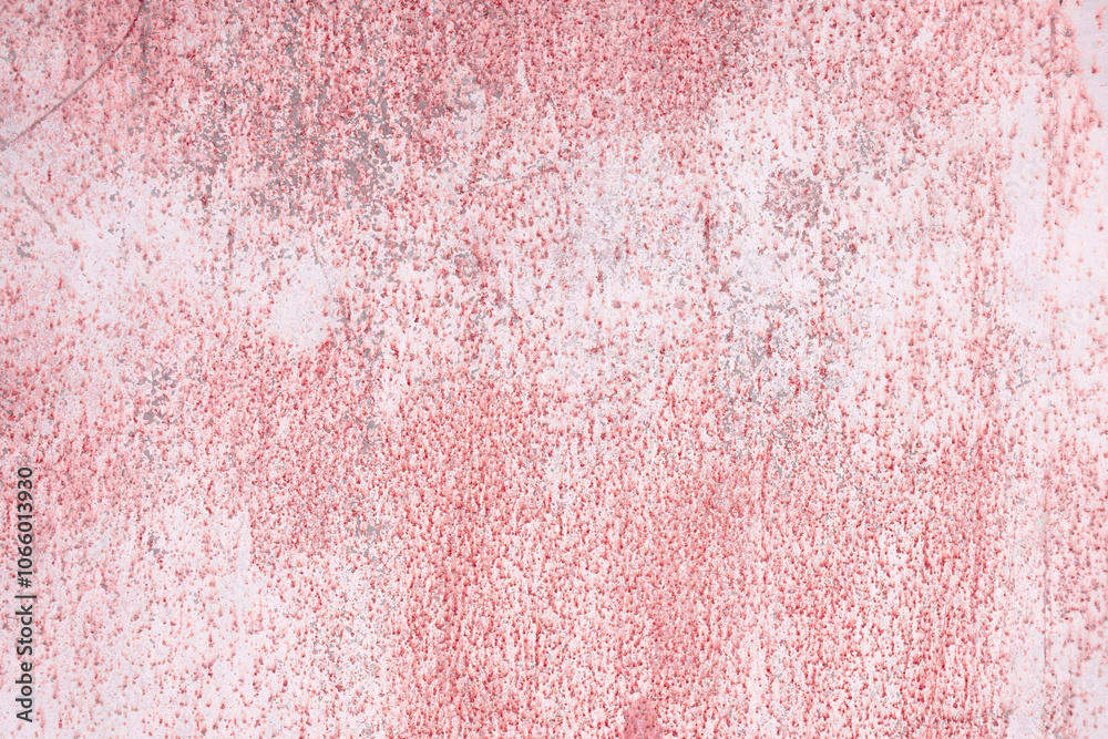 Fototapeta premium Fragment of a rusty grunge surface. Dark red background color. Scuffs and peeling of old paint. Scratches and traces of a welding seam.