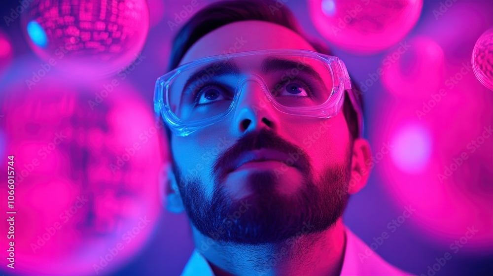 Innovative Scientist in Futuristic Research Environment
