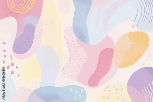 Motif abstrait doux aux formes organiques dans des tons pastel apaisants.