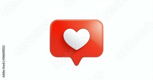 Digital Love Icon with Heart on Red Background