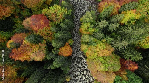 Drone footage from Golden bridges, a big rocks located in Vitosha mountain. Autumn season and awesome nature colours. Smooth aerial clips