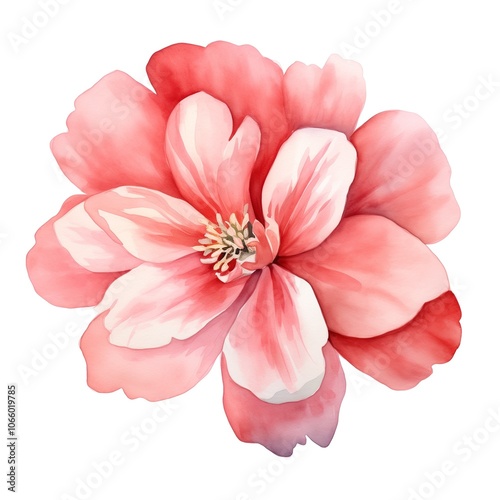 Pink flower isolated on white. Watercolor pink flower illustration photo