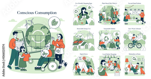 Conscious Consumption. Flat Vector Illustration