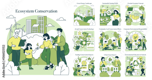 Ecosystem Conservation. Flat Vector Illustration