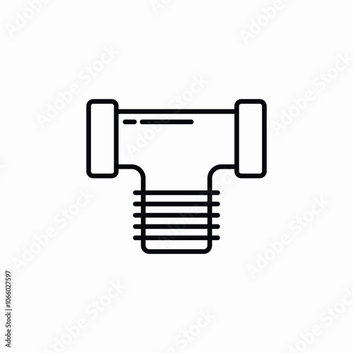 T shape water pipe icon sign vector