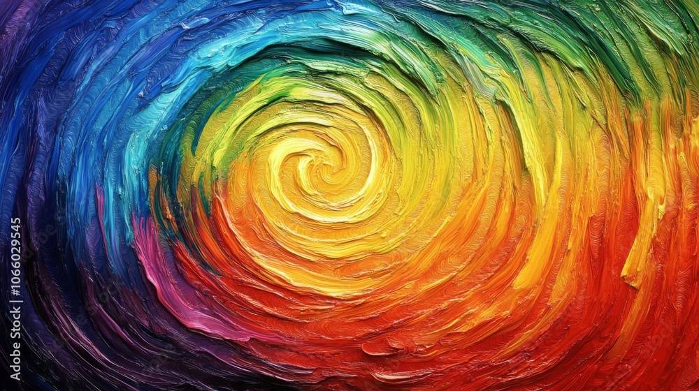 Fototapeta premium Abstract Oil Painting of a Multicolored Spiral