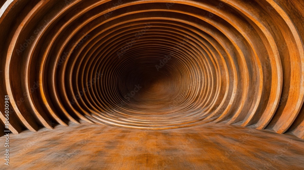 Fototapeta premium Abstract Wooden Tunnel With Concentric Circles