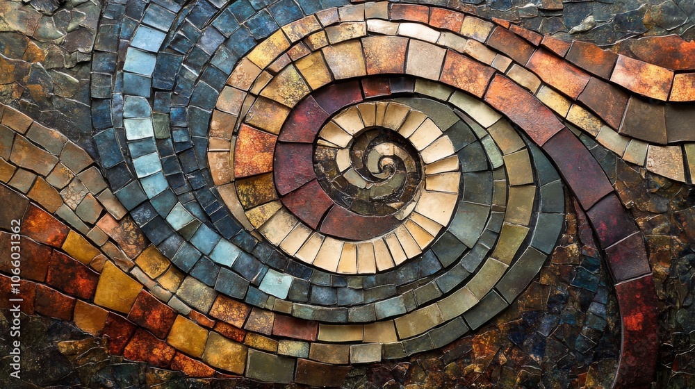 Fototapeta premium A Spiral Mosaic Pattern in Earthy Tones