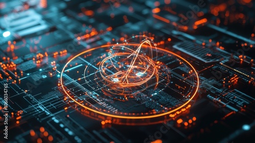 Wallpaper Mural Futuristic Technology Concept with Neon Lights and Circuits Torontodigital.ca