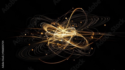 Abstract Light Swirls and Energy Waves in Dark Background photo