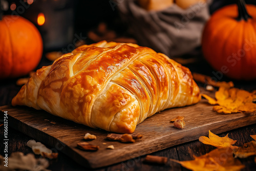 Pumpkin Filled Turnover from Pie Shop Comforting Snack for Bonfire Night Nostalgia photo